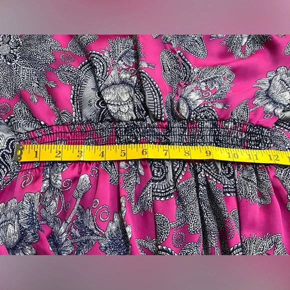 Freshine Womens M Purple Floral Paisley Satin Tunic Top Boho Coastal Cowgirl - Picture 10 of 13